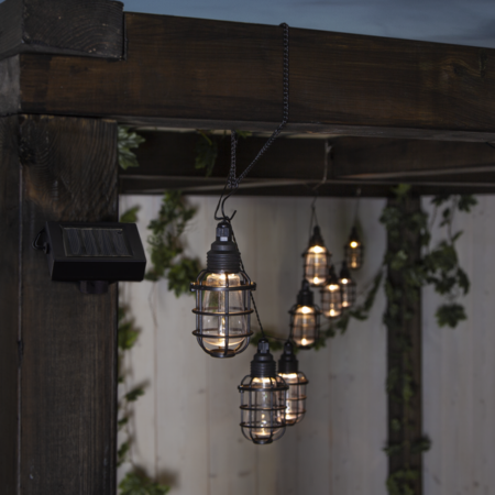 LED-lamppuketju Cage 3,8M 8 lampun aurinkopaneelilla