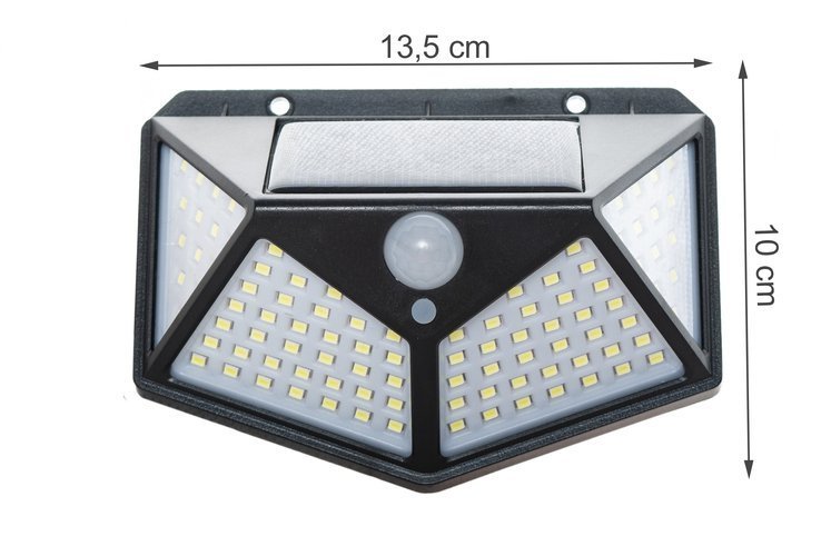 lkjljklj LED-valonheitin 100LED liiketunnistimella 13,5x10CM 7W aurinkopaneelilla, kuva 4