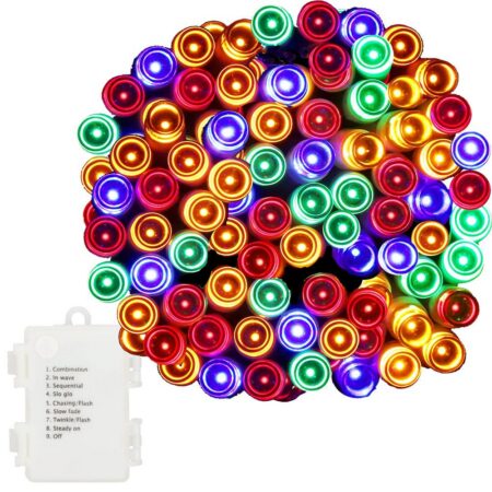 120LED jõulutuled värviline 9M patareidega + juhtimispult