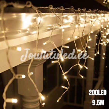 200LED-valoverho lämmin valkoinen 9.5M