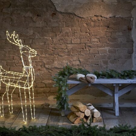 Hirvekujuline 160LED kaunistus 80cm soe valge