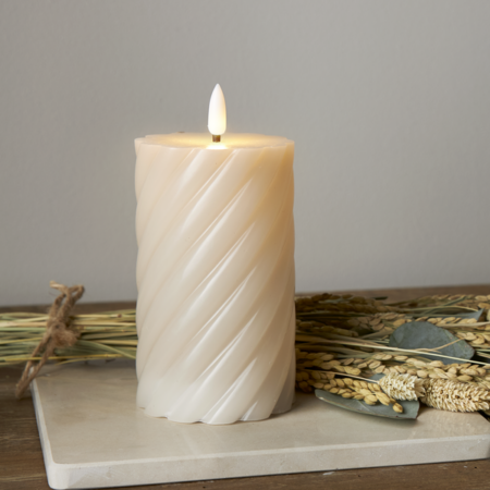 Vahakynttilä LED Flamme Swirl beige 15cm