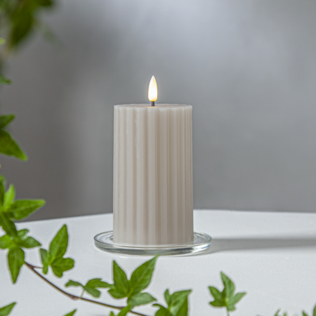 Vahakynttilä LED Flamme Stripe beige 15cm