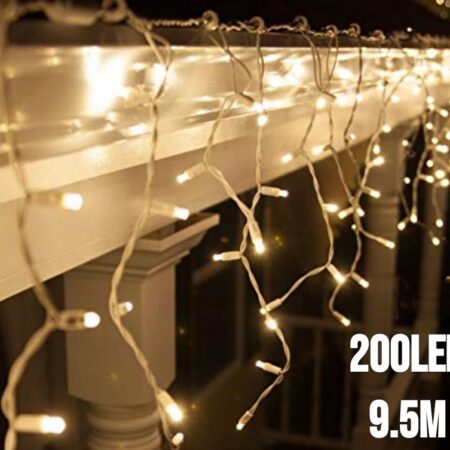 200LED-valoverho lämmin valkoinen 9,5M