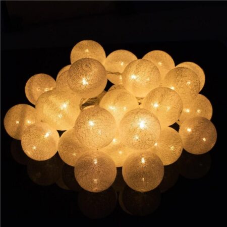 30LED joulupallot Cotton Balls 6.1M valkoiset