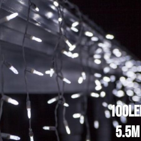100LED-valoverho kylmä valkoinen 5,5M