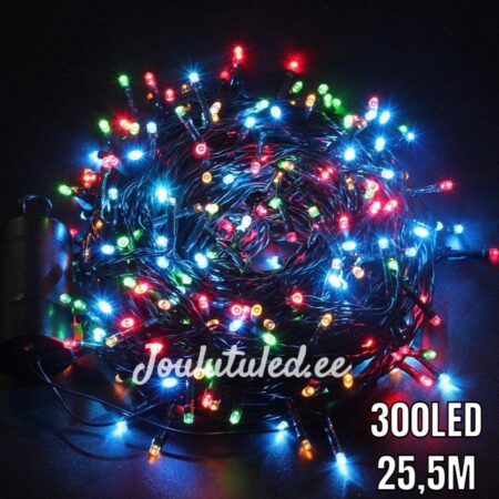 300LED jouluvalot värikäs 25,5M