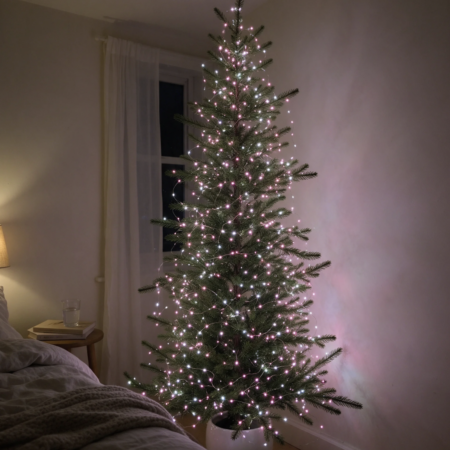 100LED jouluvalot vaaleanpunainen + kylmä valkoinen 9,9M paristokäyttöinen