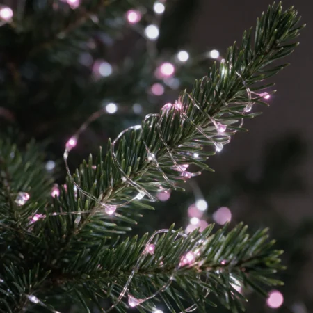 100LED jouluvalot vaaleanpunainen + kylmä valkoinen 9,9M paristokäyttöinen, kuva 2
