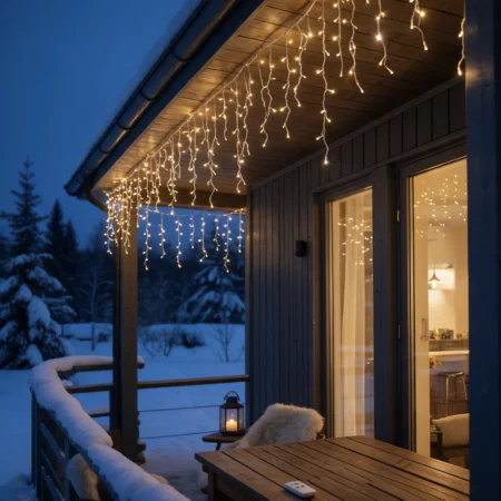 200LED-valoverho lämmin valkoinen 9,5M