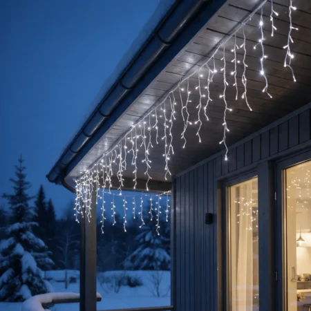 200LED-valoverho kylmä valkoinen 9,5M