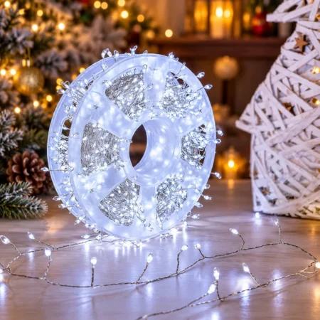 LED cluster -jouluvalot hopeisella langalla