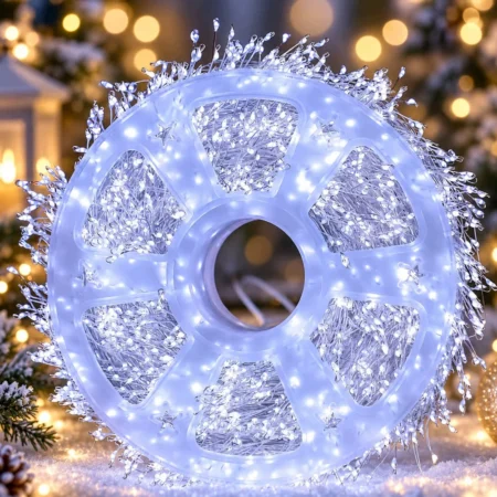 LED cluster -jouluvalot hopeisella langalla