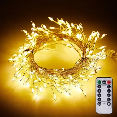 LED cluster -jouluvalot hopeisella langalla