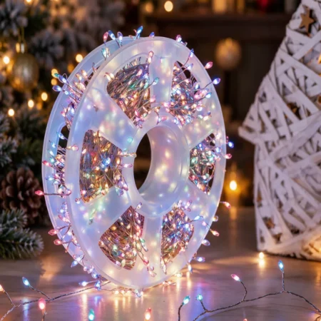 LED cluster -jouluvalot hopeisella langalla