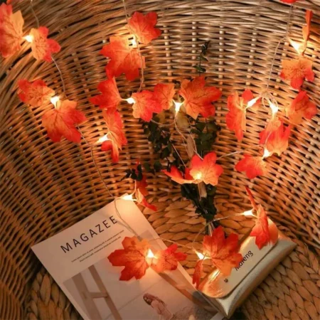 LED-valoketju vaahteranlehdillä 20 LED, lämmin valkoinen, paristokäyttöinen