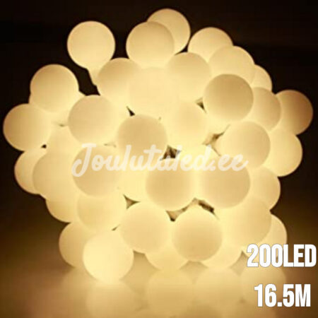 200 LED bumbiņu gaismas virtene silti balta 16 m