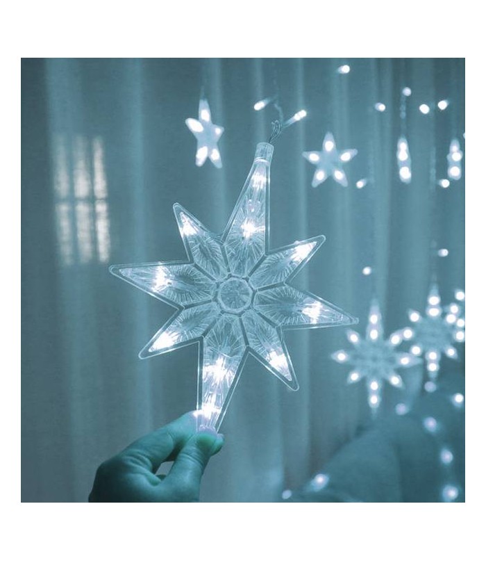 star white LED-valoverho "Tähdet" North Star valkoinen USB kaukosäätimellä